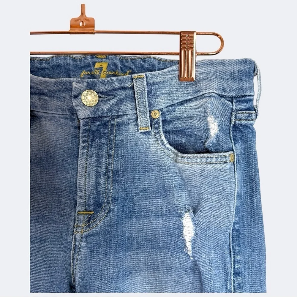 7 For All Mankind Light Blue Distressed Skinny Jeans size 27